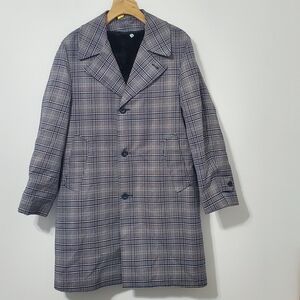 Anders Vintage Glen Check Overcoat Removable Lining Mens 42 Large